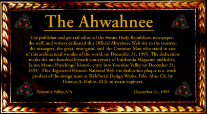 Ahwahnee  Historic Web Site Presentation Plaque